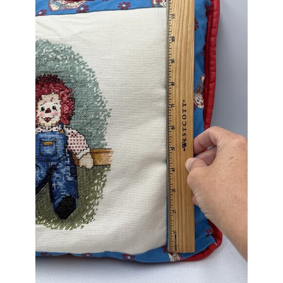 Handmade Raggedy Ann & Andy Tapestry & Quilted Pillow Set 16x16 - Picture 6 of 12